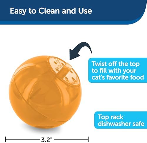 PetSafe Slimcat Feeder Ball Cat Toy, Orange - Image 3