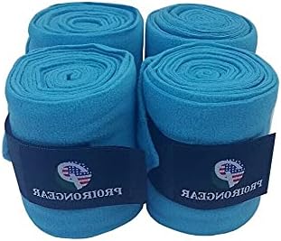 Horse Fleece Wraps Bandages/Polo Wraps/Stable Wraps Equestrian Leg Wraps Set of 4 Equestrian Boot Protection (Sky Blue/Turquoise)