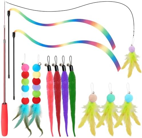 Cat Toys for Indoor Cats, 13 Packs Interactive Cat Wand Toy Set by YULOYI