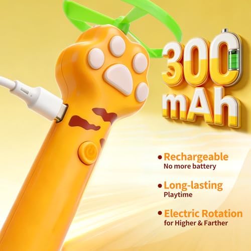 BABORUI Cat Toy Disc Launcher, Rechargeable Interactive Cat Fetch Toy Launcher with 16 Flying Discs, Flying Enrichment Toys for Indoor Bored Kittens & Adult Cats (Yellow+White) - Image 3