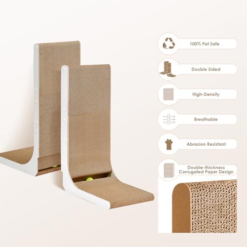 EHEYCIGA Cardboard Cat Scratcher for Indoor Cats, 32 Inch, White - Image 2