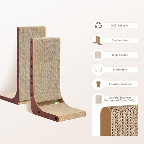 EHEYCIGA Cardboard Cat Scratcher for Indoor Cats, 26.8 Inch, Dark Brown - Image 2