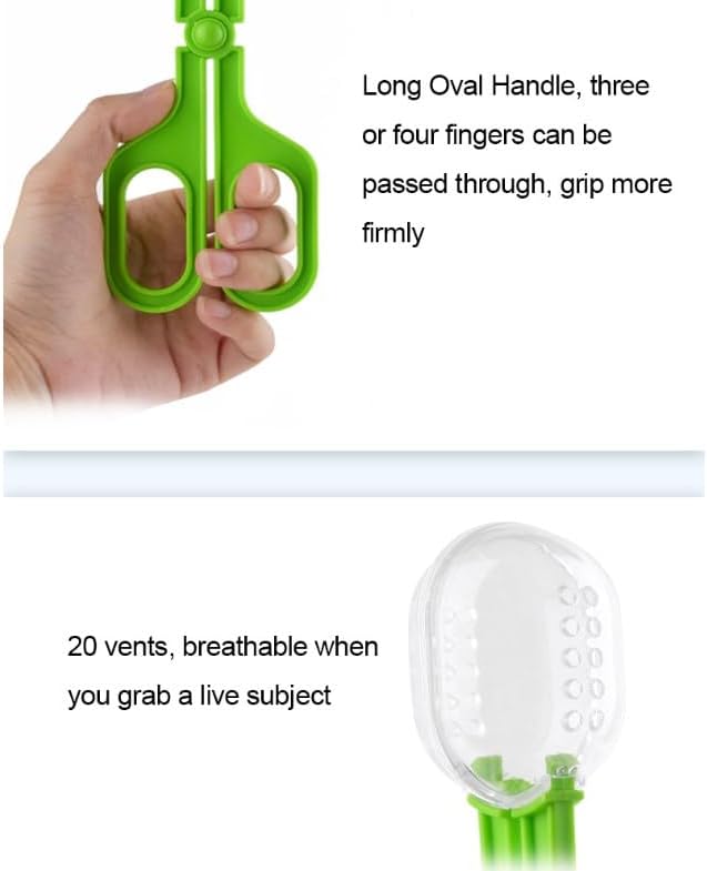 Reptile Feeding Clamp Poop Tongs Reptile Feeding Tool Reptile Poop Scoop with Vents for Tortoise Lizard Spider (Green) hamster poop scoop