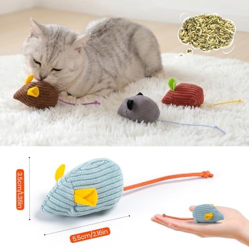 8Pcs Catnip Cat Mice Toys Interactive Mouse Cat Toy for Indoor,Adult & Kitten Cat Toys for Playing, Chewing & Teeth Cleaning - Image 2