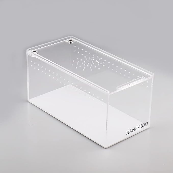 NANEEZOO Magnetic Acrylic Reptile Terrarium Enclosure, 8" x 4" x 4" Reptile Insect Breeding Box for Small Reptiles, Invertebrates, Mantis, Spider, Cricket, Tarantula