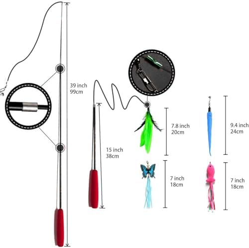 Retractable Cat Toy Wand 12 Packs Interactive Cat Feather Toys - Image 5