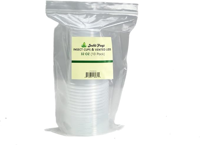 Josh's Frogs 32 oz Fruit Fly Cup and Vented Lid- 10 Pack