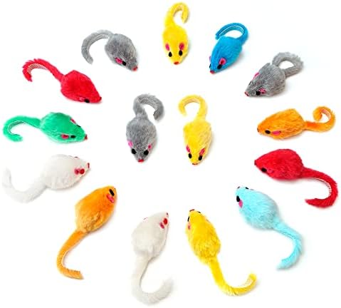 CHIWAVA 36PCS 4.1'' Furry Cat Toy Mice Rattle Small Mouse Interactive Play - Image 6