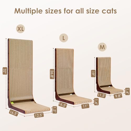 EHEYCIGA Cardboard Cat Scratcher for Indoor Cats, 19 Inch, Dark Brown - Image 6