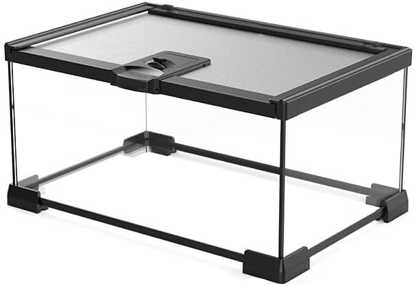 AWXZOM Mini Reptile Glass Terrarium Tank, cage for Tarantula Sling Geckos, Frog, Lizards, Chameleons,Turtles Snake Snail Insect Hermit Crab Isopods Reptiles Enclosure (12x8x6inch)