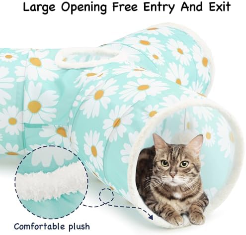 Tempcore Cat Tunnel, 3-Way Collapsible Toy for Indoor Cats, Daisy Blue - Image 4