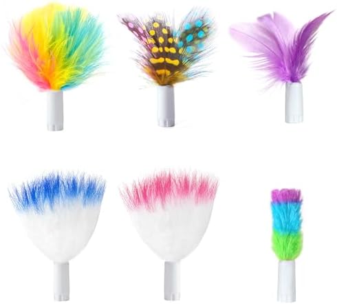 ORSDA 6Pcs Feathers Replacement and Soft Furry Accessories ONLY Fits Cat Toys, Interactive Toys for Indoor Cats-NOT fits for Other Brand Toys by ORSDA