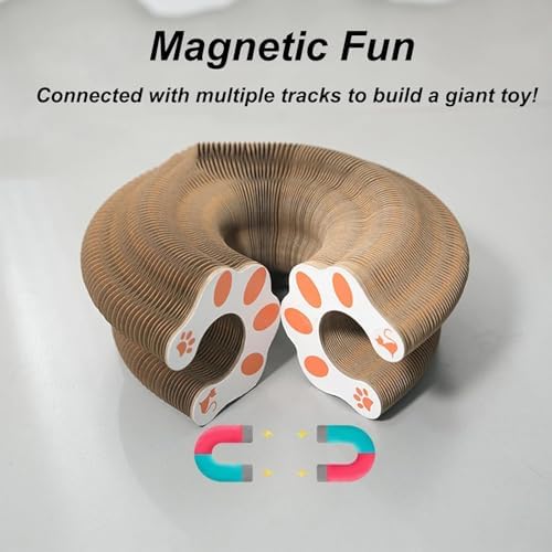 Kitty Curls Cat Toy,Cardboard Cat Scratcher,Magic Organ Cat Toy,Foldable Recyclable Cat Accordion Toy for Indoor Cat Playing,Interactive Scratch Pad with Toy Ball(1pc) - Image 4
