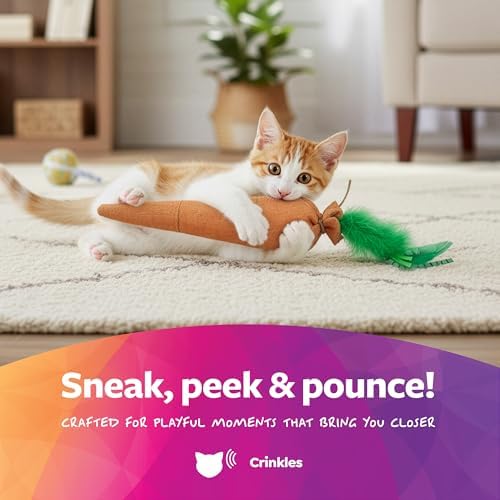 SmartyKat Kolossal Karrot Crinkle Kicker Catnip Cat Toy - Orange, Jumbo - Image 5