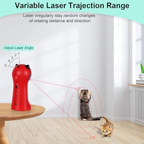 TBTeek Cat Toy, Automatic Cat Toy, 5 Fun Patterns, 4 Speed Modes (Red) - Image 2