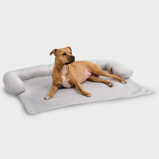 Spark Paws Cooling Couch Cover Dog Bed, Furniture Protector Mat, Non-Toxic Washable Pet Cooling Pad for Large & Small Dog- Waffle Grey - Size L