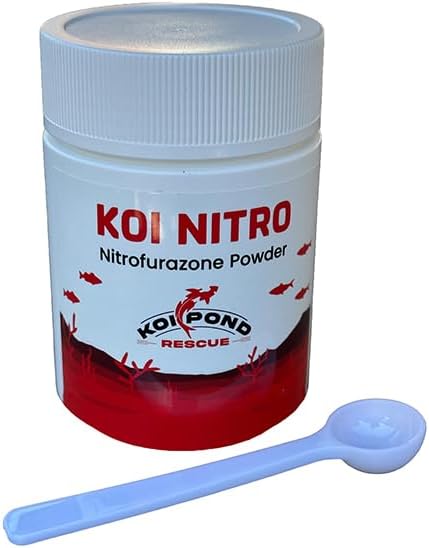 KOI Nitro Nitrofurazone Powder, Effective Fish Treatment for Bacterial Infections in Koi and Ornamental Fish (5 Grams)