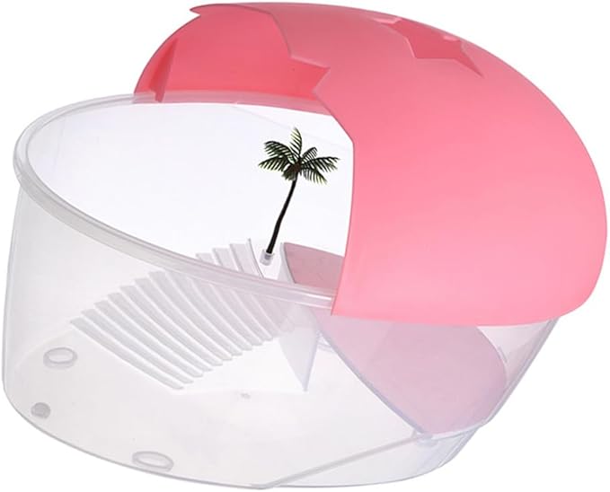 iplusmile Turtle Tank Small Plastic Reptile Habitat Box with Basking Platform and Swimming Area 9.84X6.69X6.10 Inches Indoor Tortoise Terrarium for Amphibians and Small Pets
