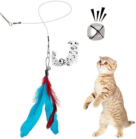 JIARON Cat Toys Interactive Feather Toy, 2PCS Retractable Wand and 10PCS Replacement Teaser with Bell Refills, Interactive Catcher and Funny Exercise for Kitten. - Image 4