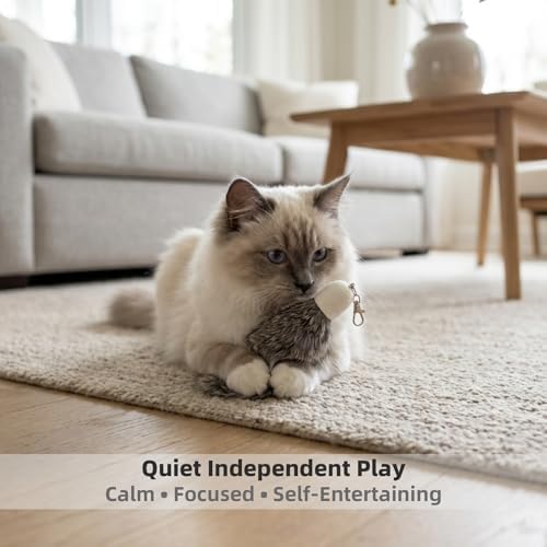 2 Pack Natural Rabbit Fur Cat Toy Refills ?€? Silent Interactive Cat Toys for Indoor Cats, Handmade Replacement Heads with Secure Connector for Cat Wand Toys - Image 5