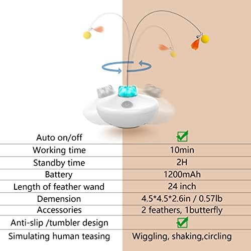 Oxawo Interactive Cat Toys Indoor Cats Toy Automatic Moving Feather Wand - Image 6
