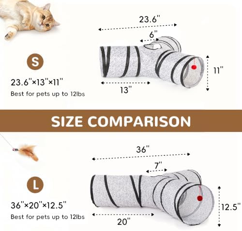 Tempcore Cat Tunnel, 3-Way Collapsible Toy, Large Size Grey Coin - Image 2