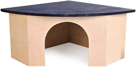 Croci Wood Corner House with Blue Roof, 29 x 13 x 21 cm