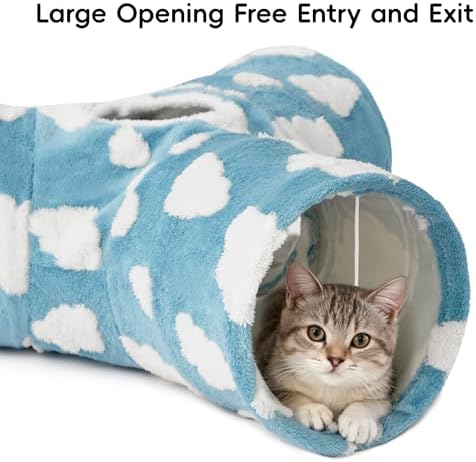 Tempcore Cat Tunnel, 3-Way Collapsible Toy for Indoor Cats, Blue Cloud - Image 3