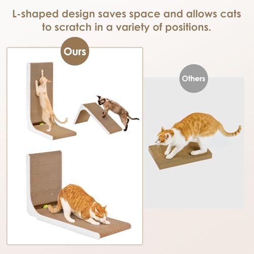 EHEYCIGA Cardboard Cat Scratcher for Indoor Cats, 26.8 Inch, White - Image 4