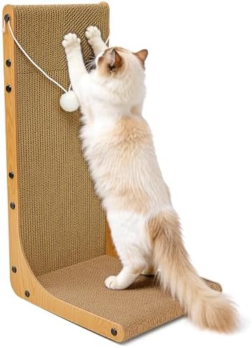 Cardboard Cat Scratcher, 23.6 Inch Cardboard Cat Scratching Post with Fuzzy Ball, Reversible Scratching Pad for Indoor Cats by Unknown