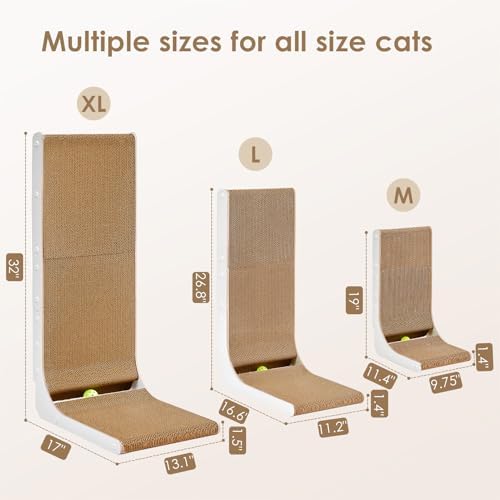 EHEYCIGA Cardboard Cat Scratcher for Indoor Cats, 32 Inch, White - Image 6