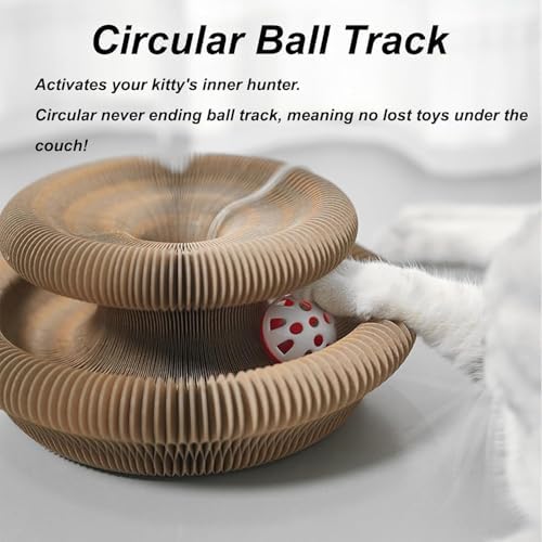 Kitty Curls Cat Toy,Cardboard Cat Scratcher,Magic Organ Cat Toy,Foldable Recyclable Cat Accordion Toy for Indoor Cat Playing,Interactive Scratch Pad with Toy Ball(1pc) - Image 5
