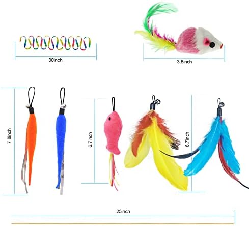 ZPH Cat Toys,Interactive Feather Variety Pack for Cats Wand Kitten Toy-Includ Cat Exercise Toy Fluffy Mouse Worms&Fish - Image 3