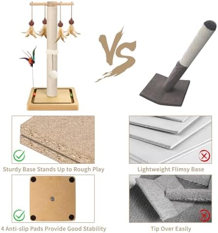 Cat Scratching Post, Sisal Scratcher with Enrichment Toys for Indoor Cats - Image 4