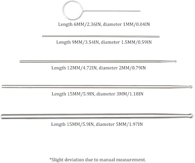 Snake Probe Kit Professional 5 Pieces Snake Sexing Probes, Stainless Steel Reptile Gender Detection Tool for Different Size Snakes