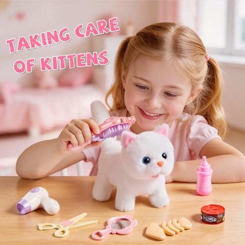 Cat Toys for Kids Girls 3 4 5 6 Year old, Interactive Toy Cat with Walking and Meowing, Electronic Robot Stuffed Cat, Pretend Play Toys for Toddler 3-5 6-8, Idea Birthday Gifts for 5 Year old Girls - Image 4