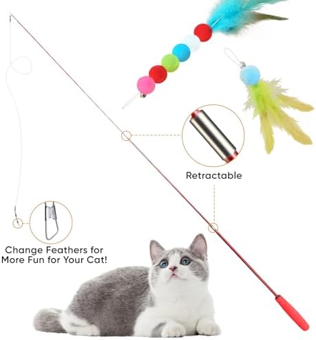 Cat Toys for Indoor Cats, 13 Packs Interactive Cat Wand Toy Set - Image 2