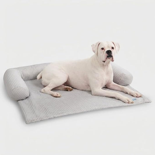 Spark Paws Cooling Couch Cover Dog Bed, Furniture Protector Mat, Non-Toxic Washable Pet Cooling Pad for Large & Small Dog - Waffle Grey - Size XL