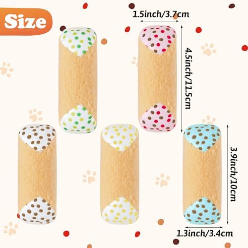 MALLMALL6 Catnip Toys for Cat - 5Pcs Cannoli Crinkle Paper Sound Catmint Toy Gift for Indoor Kitten, Teething Chew Kick Interactive Kitty Supplies, Soft Italian Dessert Pet Present for Kitten Lover - Image 2