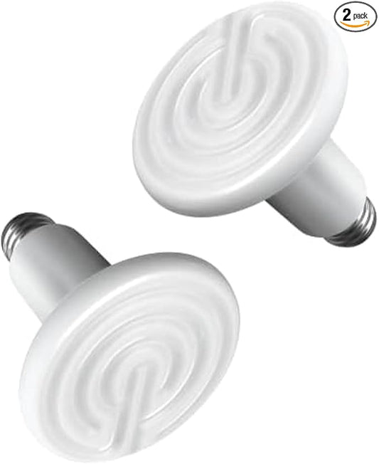 Simple Deluxe 150W 2 Pack Ceramic Heat Emitter, Non-Light Emitting Heat Lamp for Amphibian Pet Terrariums, Chameleons, Lizards, Snakes, and Incubating Chickens White