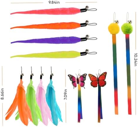 Cat Toys for Indoor Cats, 13 Packs Interactive Cat Wand Toy Set with Feather???Ribbon Refills, Feather Toys for Exercise, Playtime and Boredom Relief with Kitten - Image 4