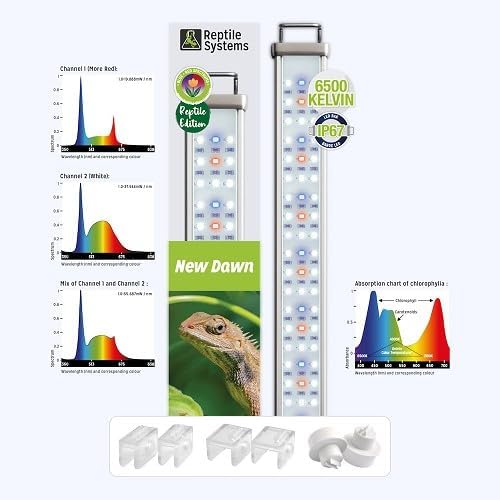 Reptile Systems New Dawn LED ProTen Fixture – Full Spectrum 36-48in 28w Lighting with Integrated Cooling – for Terrariums & Vivariums – Highlights Natural Behavior & Color