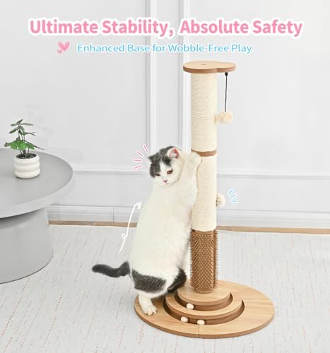 Made4Pets Tall Cat Scratching Post for Indoor Cats with Self Groomer, 33.6" - Image 5