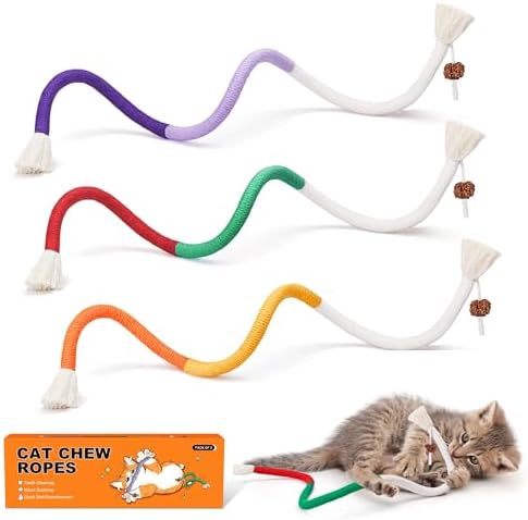 Potaroma Cat Toys Chew Ropes 3Pcs with Refillable Natural Catnip by Potaroma