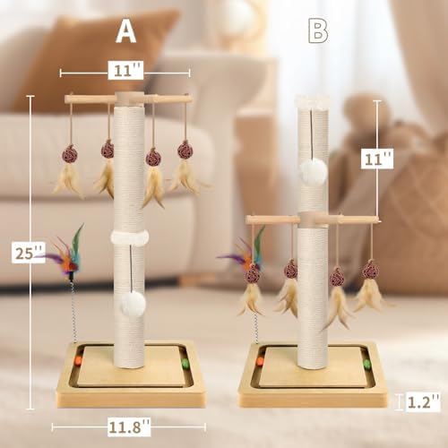 Cat Scratching Post, Sisal Scratcher with Enrichment Toys for Indoor Cats - Image 3