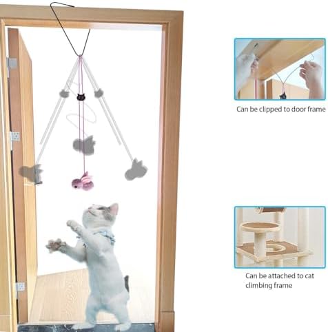 ZPH Cat Toys Interactive for Indoor Cats,2PCS Retractable Cat Wand,9PCS Teaser Toys&1PCS Hanging Door Lure Kitten Toy,Interactive Feather Toy for Teaser Play and Chase Exercise with Kitten - Image 3