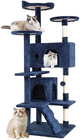 FDW | 54" Cat Tree Tower | Dark Blue | Multi-Level Indoor Activity Center by FDW