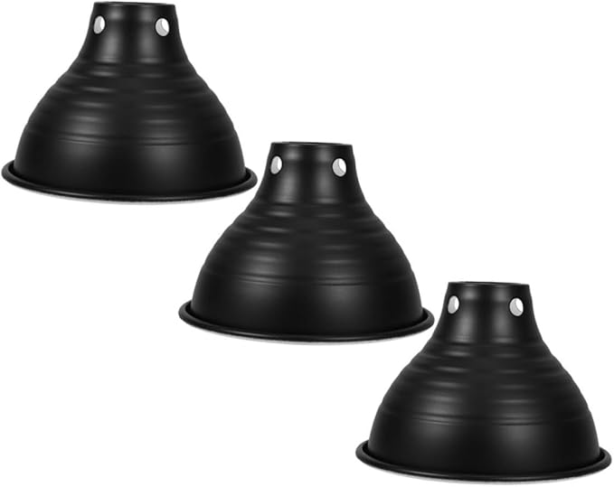 3Pcs Reptile Heat Lamp Shade Durable Iron Reflective Cover for Enhanced Illumination Easy Install Compatible with Various Terrariums and Reptile Cages