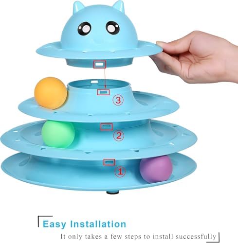 UPSKY Cat Toy Roller 3-Level Turntable Cat Toys with Six Colorful Balls - Image 3