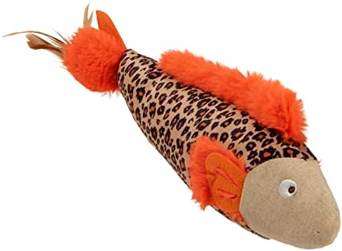 SmartyKat Instincts HappyNip Fin Frenzy Fish Kicker Crinkle Plush Cat Toy, Contains Catnip & Silvervine - Orange/Beige, One Size - Image 5